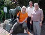 Mrs Della Visser, MEC JA Fraser and MEC G Smith at Jock of the Bushveld statue in Barberton